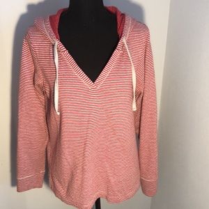 Eddie Bauer Lounge Red and White Striped Hoodie